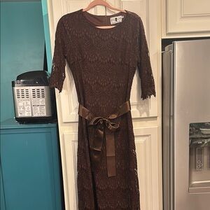 Dainty Jewells Chocolate Brown Night in Paris Maxi Dress size Large